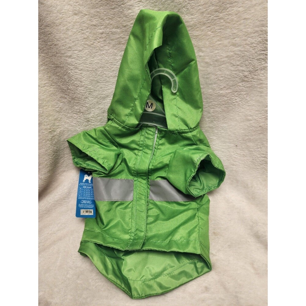 AKC Green Hooded Raincoat Style Pet Jacket Medium